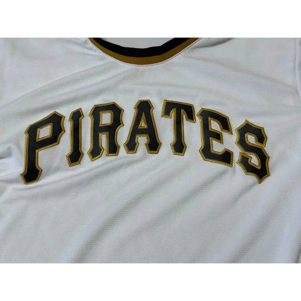 Pittsburgh Pirates Majestic Cool Base Youth L Baseball Jersey White Black MLB